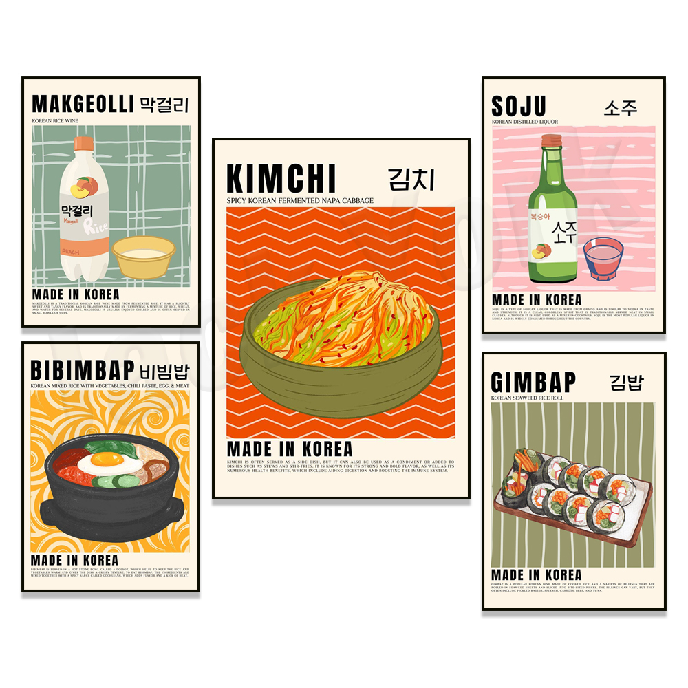 Korean Lifestyle Aesthetic - Korean Food Vintage Soju Makgeolli Poster,