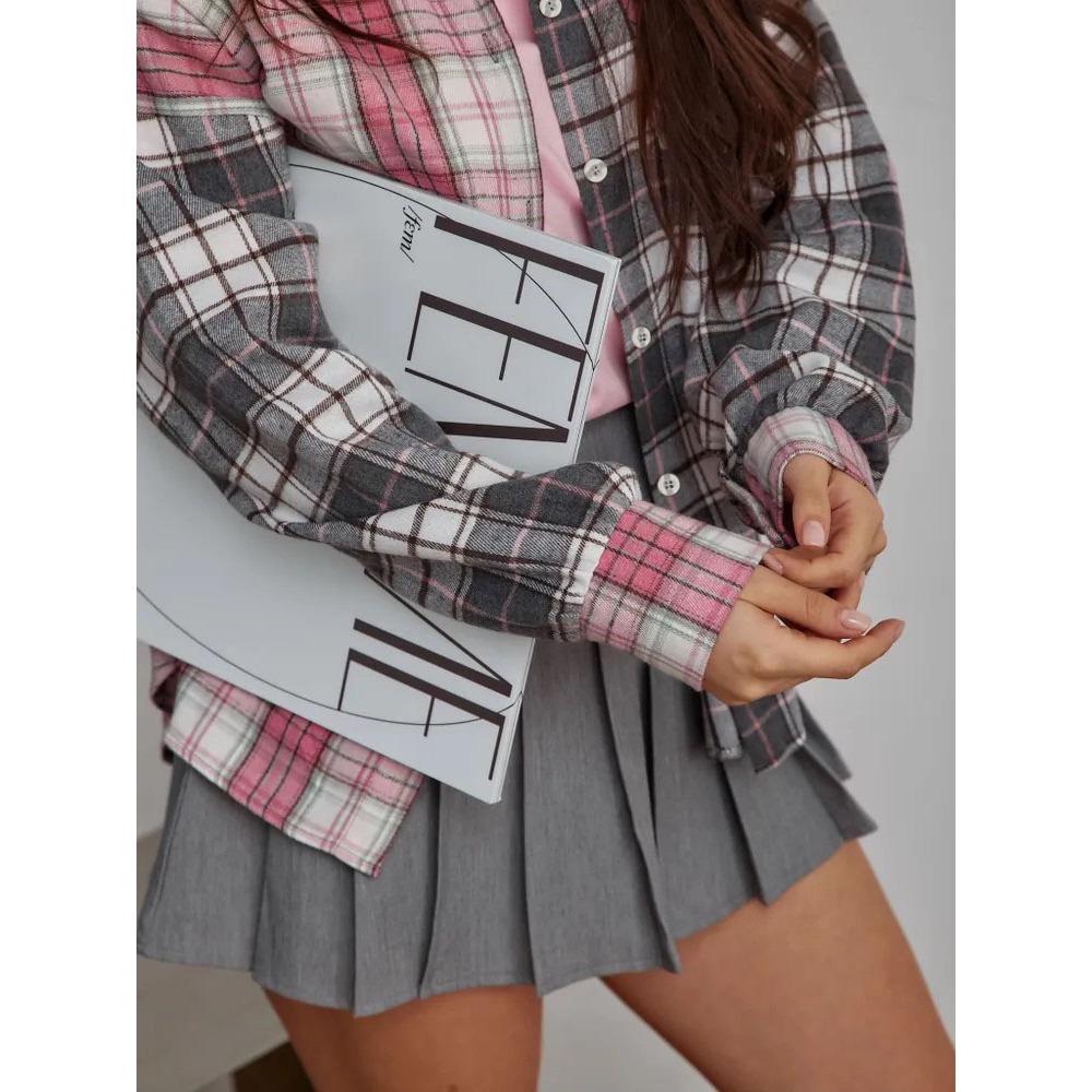 2025 Plus Size Color Block Pla - Korean Lifestyle recensie en prijs