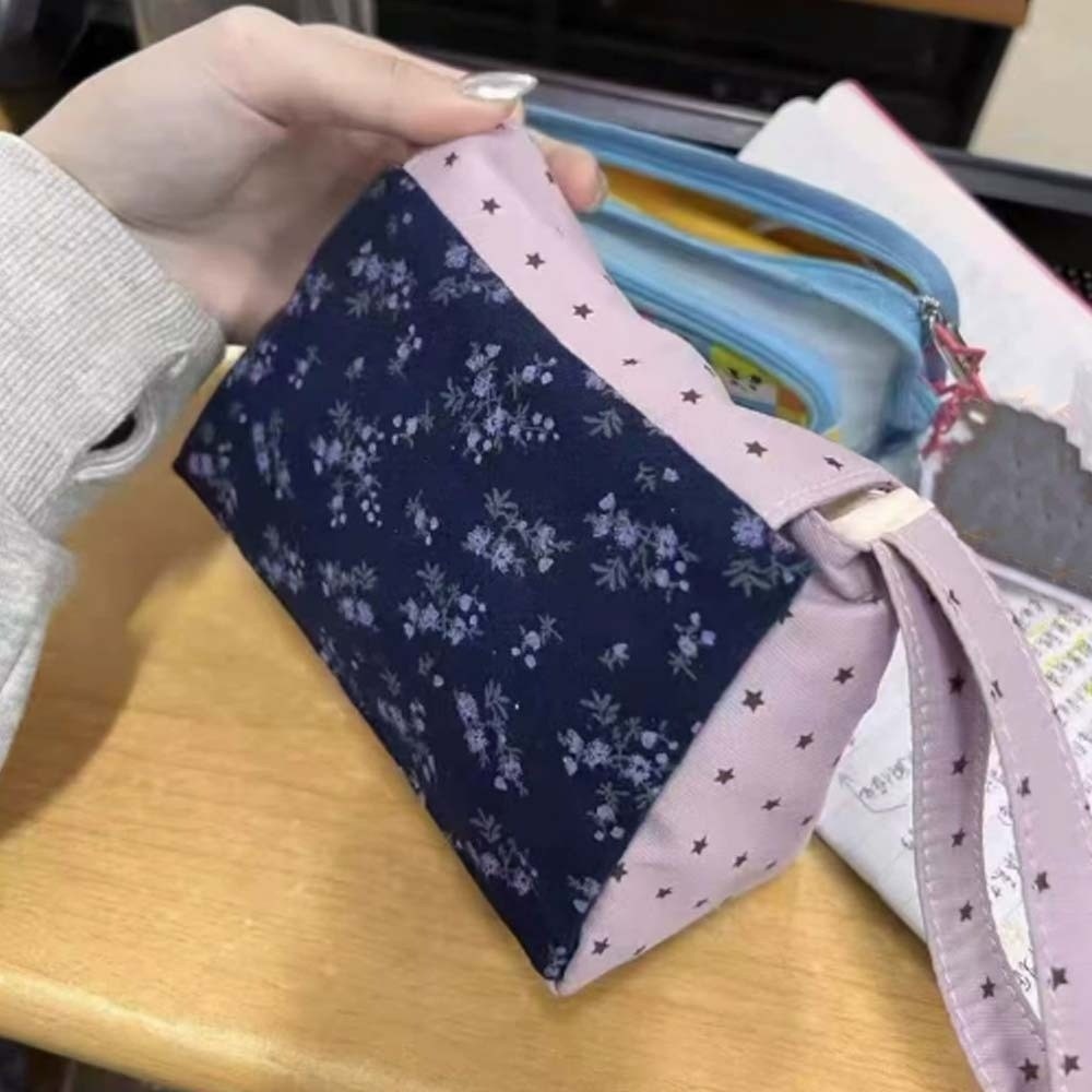 Purple Print Floral Makeup Bag - Lifestyle In Korean recensie en prijs