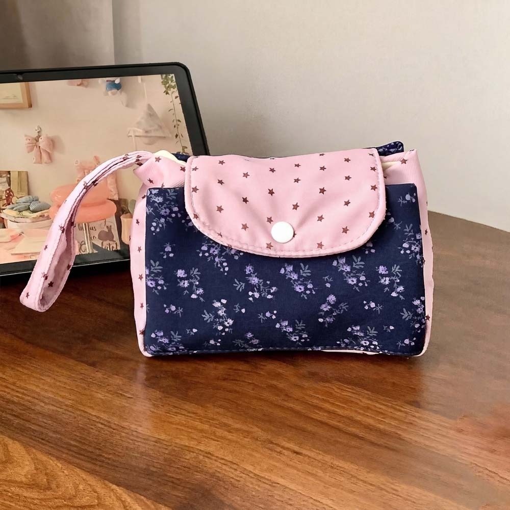 Purple Print Floral Makeup Bag - Lifestyle In Korean recensie en prijs