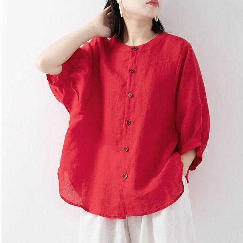 Cotton and linen shirt women's - Korean Lifestyle recensie en prijs
